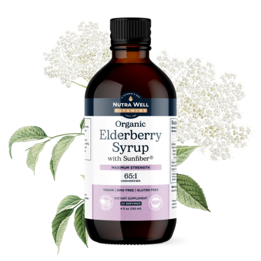 Organic Elderberry Syrup with Sunfiber for Adults + Kids